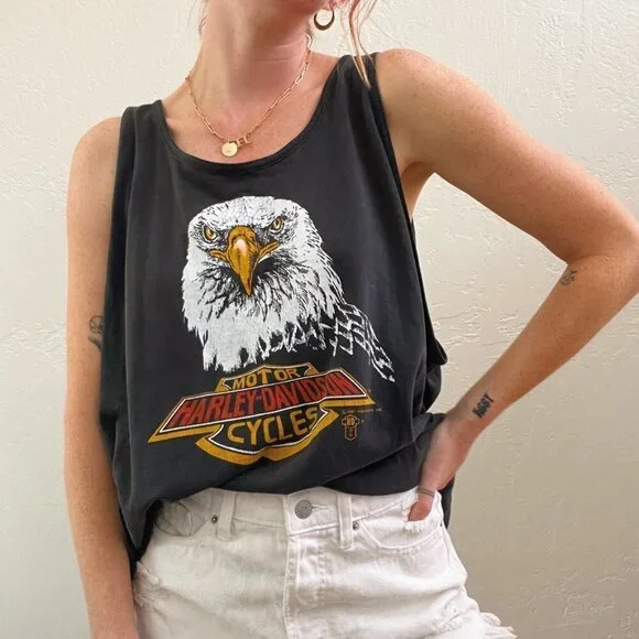 Authentic Vintage 1987 Harley-Davidson Printed Muscle Tee - Picture 2 of 10